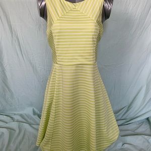 A-line lime green striped dress